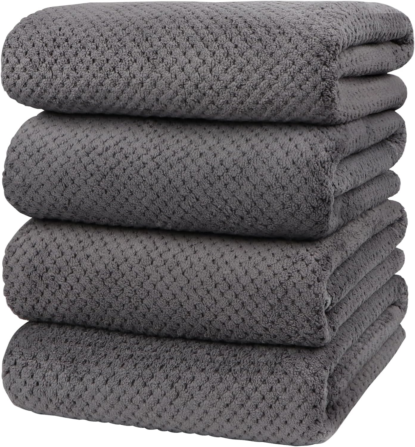 HOMEXCEL Bath Towels Pack of 2, (27 x 54 Inches) Microfiber Ultra Soft Highly Absorbent Bath Towel Set, Lightweight and Quick Drying Towels for Body, Sport, Yoga, SPA, Fitness, Grey