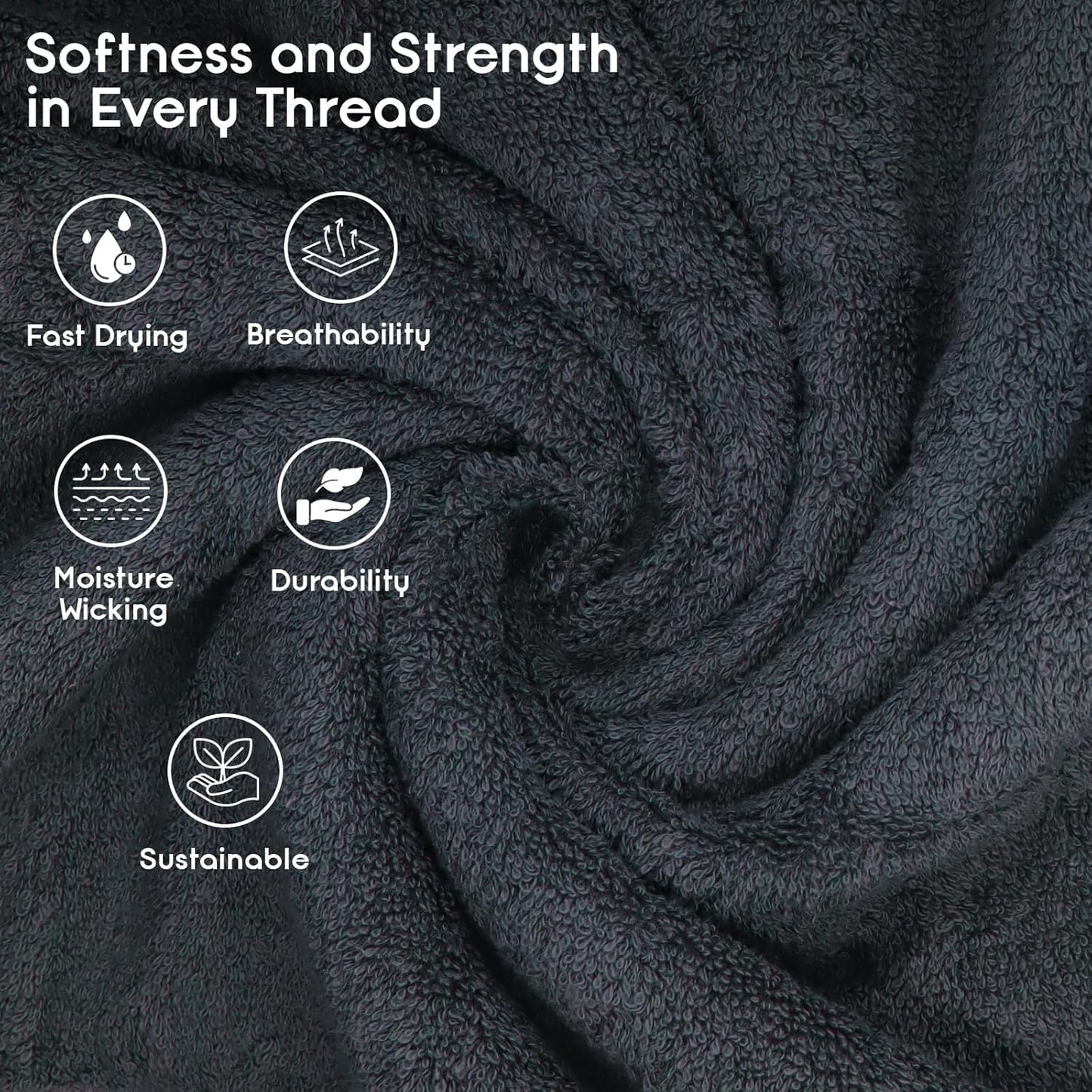 Ariv Premium Bath Towels Pack of 4, 100% Cotton, Large, Super Soft, Highly Absorbent, Quick Dry, Durable, Comfortable, Great Value & Quality, Perfect for Home & Bathroom - Grey