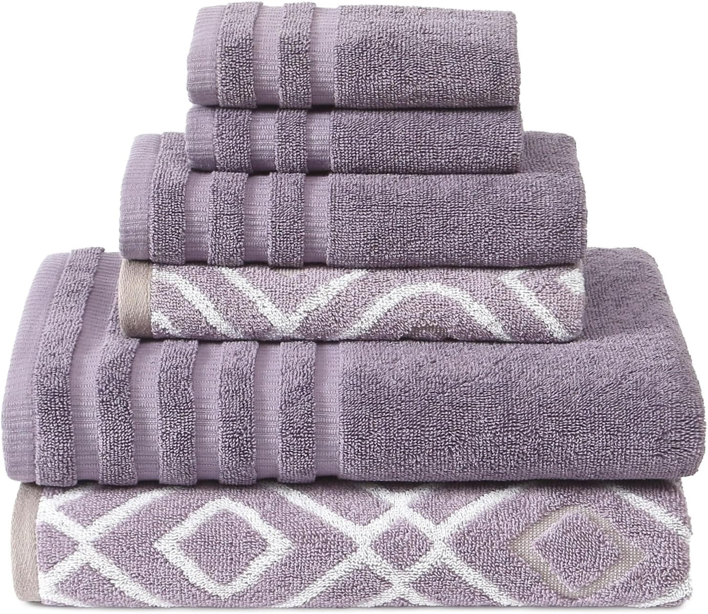 Modern Threads Organic Vines 6-Piece 100% Cotton Towel Set – Yarn Dyed Jacquard & Solid – Includes 2 Bath Towels, 2 Hand Towels, 2 Washcloths – Absorbent, Quick Dry, Soft & Durable – Aqua