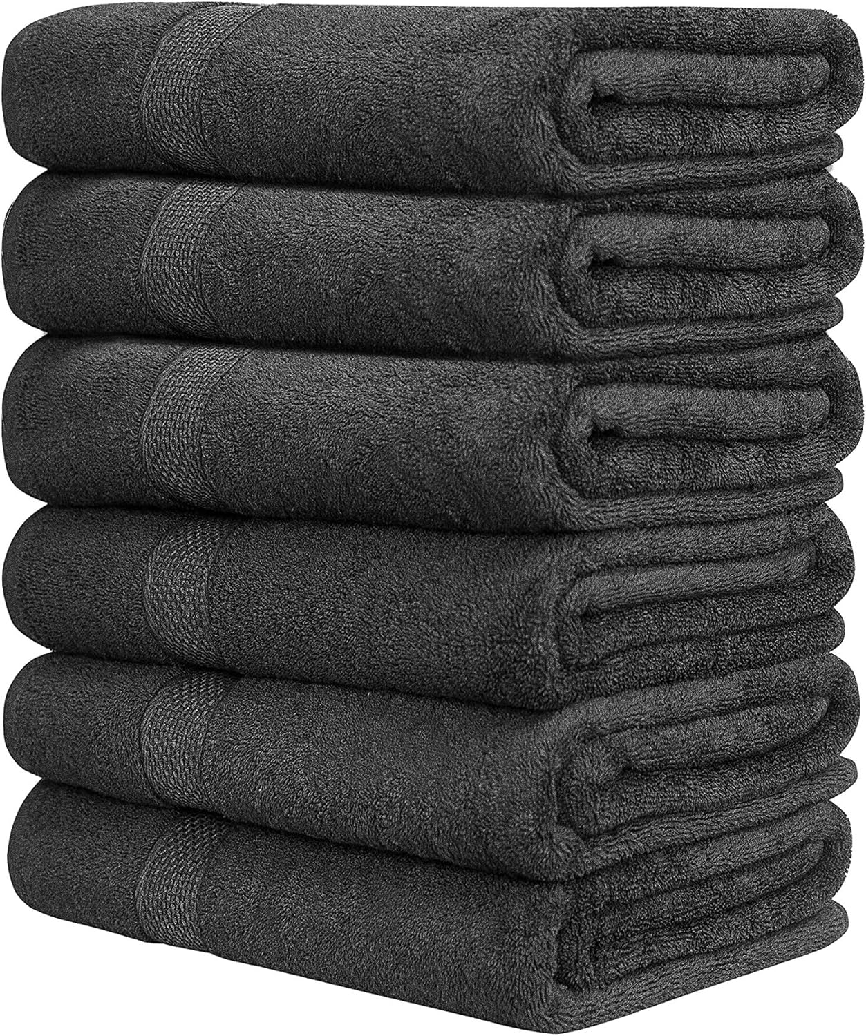 Hotel & Spa 100% Cotton Bath Towels Pack of 6, Ultra Soft, Quick Dry, Lightweight, Highly Absorbent, Perfect for Shower, Spa, Gym, Pool, Hotel, Resort & Daily Use (Grey - 24x48 Inches)