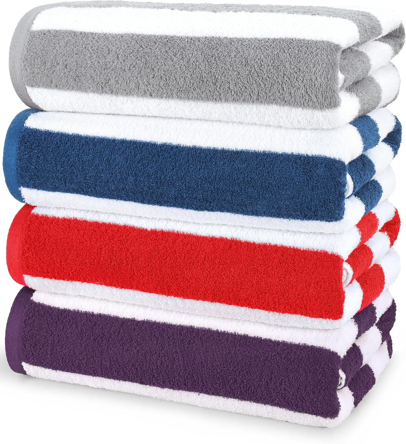 Utopia Towels 4 Pack Cabana Stripe Beach Towel, 30 by 60 Inches, Oversized 100% Ringspun Cotton Pool Towels, Highly Absorbent Bath Towels for Bathroom