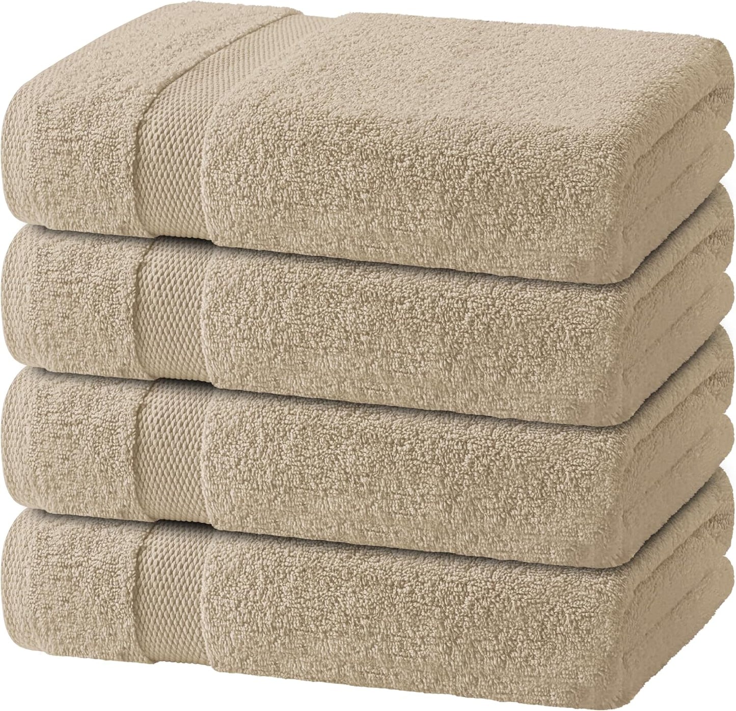Wealuxe White Bath Towels Set of 4 — 27 x 54 Inch, 100% Ring Spun Cotton 650GSM, Extra Absorbent, Soft White Towels for Bathroom, Shower, Hotel, Spa
