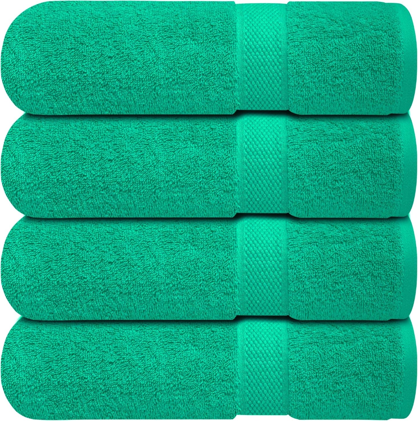 Infinitee Xclusives Premium White Bath Towels for Bathroom Set of 4 (27x54 Inches), 100% Soft Ring-Spun Cotton Bathroom Towels (Brilliant White, Bath Towels)