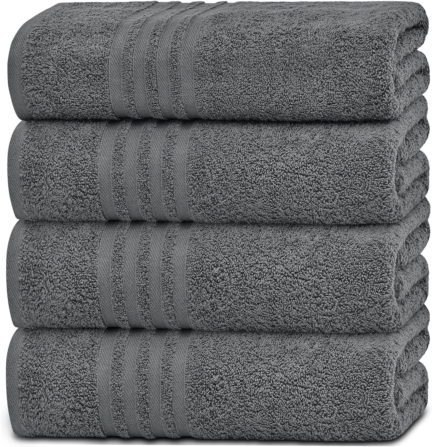 Wealuxe White Bath Towels Set of 4 — 27 x 54 Inch, 100% Ring Spun Cotton 650GSM, Extra Absorbent, Soft White Towels for Bathroom, Shower, Hotel, Spa
