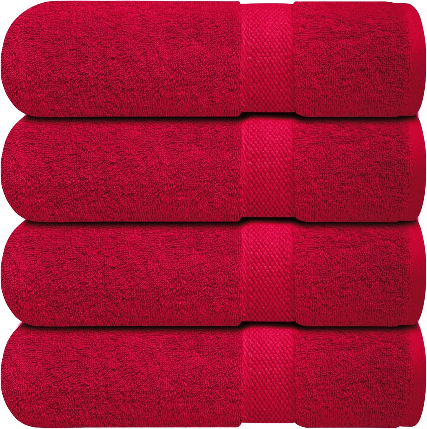 Infinitee Xclusives Premium White Bath Towels for Bathroom Set of 4 (27x54 Inches), 100% Soft Ring-Spun Cotton Bathroom Towels (Brilliant White, Bath Towels)