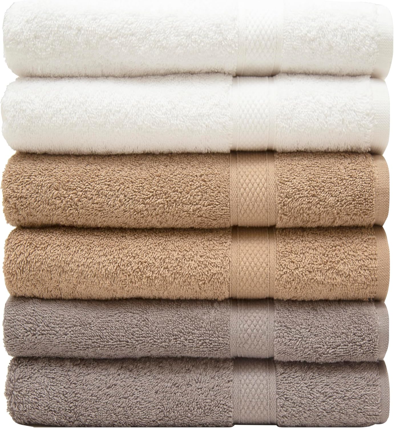 Pleasant Home Bath Towels Set of 6 (24” x 50”) 100% Cotton, 515 GSM | Soft & Absorbent Towels for Bathroom, Gym, Pool & Spa | Bulk Bath Towels 6 Pack - Gray