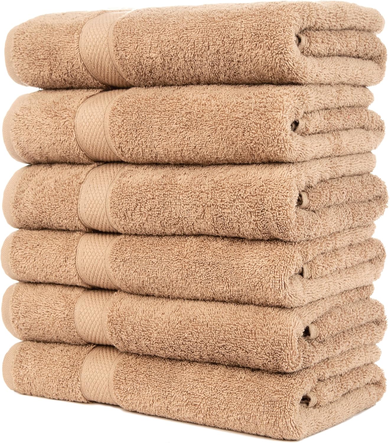 Pleasant Home Bath Towels Set of 6 (24” x 50”) 100% Cotton, 515 GSM | Soft & Absorbent Towels for Bathroom, Gym, Pool & Spa | Bulk Bath Towels 6 Pack - Gray