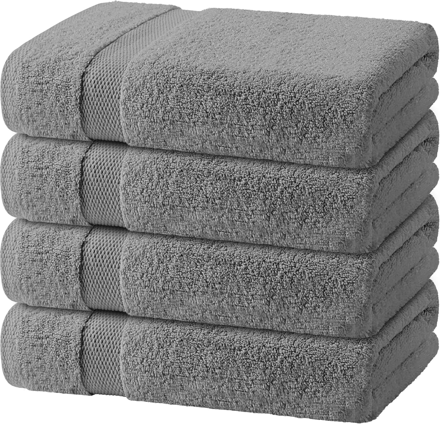 Wealuxe White Bath Towels Set of 4 — 27 x 54 Inch, 100% Ring Spun Cotton 650GSM, Extra Absorbent, Soft White Towels for Bathroom, Shower, Hotel, Spa