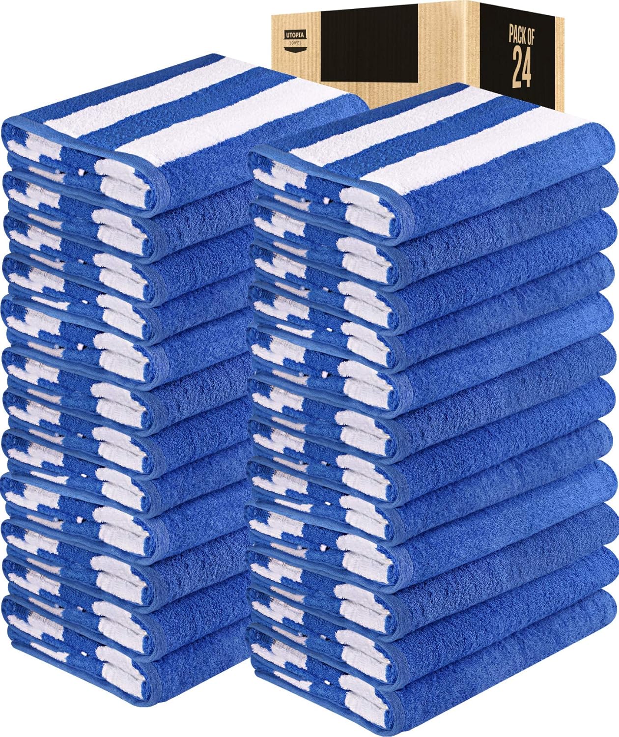 Utopia Towels 4 Pack Cabana Stripe Beach Towel, 30 by 60 Inches, Oversized 100% Ringspun Cotton Pool Towels, Highly Absorbent Bath Towels for Bathroom