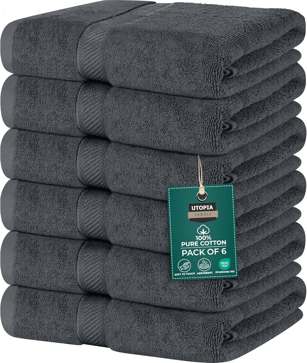 Utopia Towels 6 Pack Small Bath Towel Set, 22 by 44 Inches, 500 GSM 100% Ring Spun Cotton, Lightweight and Highly Absorbent Quick Drying Premium Towels for Hotel, Spa and Bathroom, White
