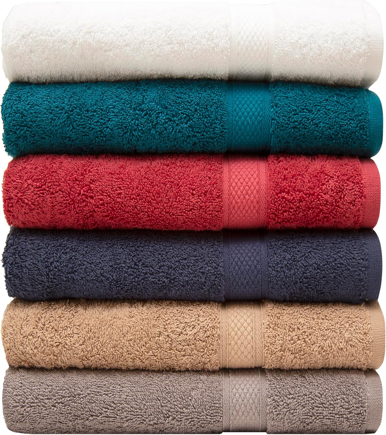 Pleasant Home Bath Towels Set of 6 (24” x 50”) 100% Cotton, 515 GSM | Soft & Absorbent Towels for Bathroom, Gym, Pool & Spa | Bulk Bath Towels 6 Pack - Gray