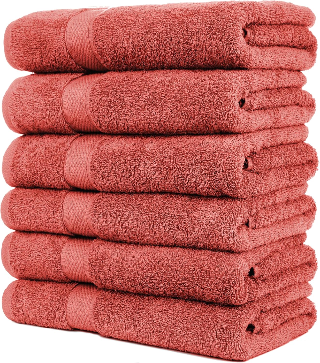 Pleasant Home Bath Towels Set of 6 (24” x 50”) 100% Cotton, 515 GSM | Soft & Absorbent Towels for Bathroom, Gym, Pool & Spa | Bulk Bath Towels 6 Pack - Gray