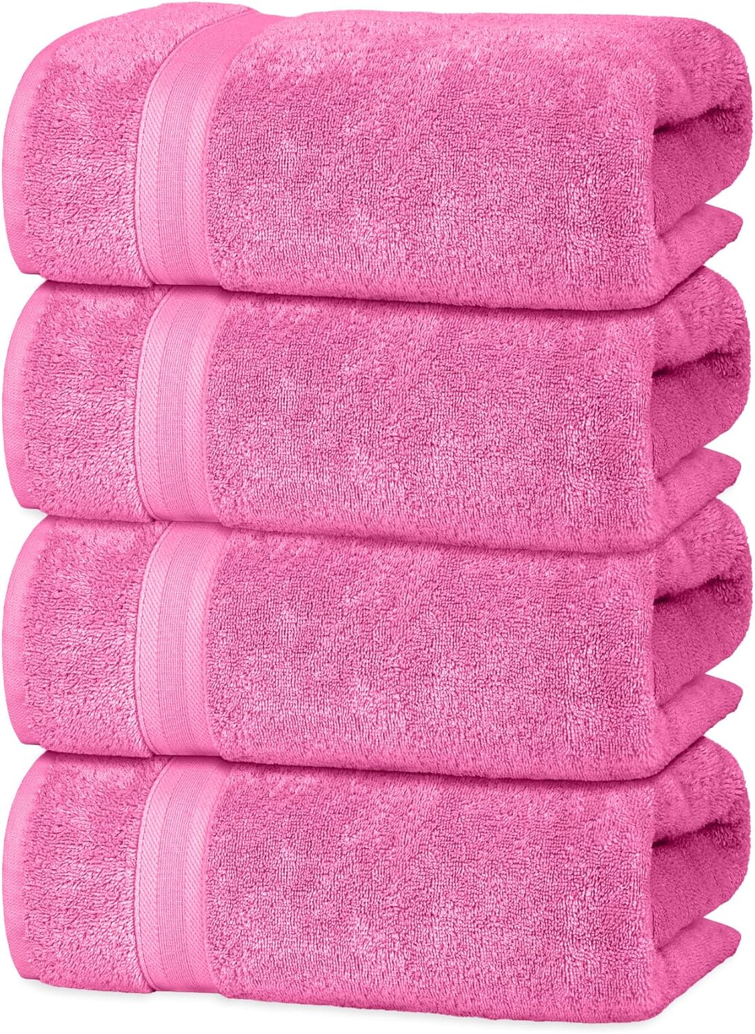 Quick-Dry, Soft & High Absorbent Bath Towels 27"x54" Cotton Turkish Bath Towel Set of 4 | Daily Use 100% Cotton Towels for Bathroom, Gym & More | Bathroom Towels Set (4 Pcs, White)