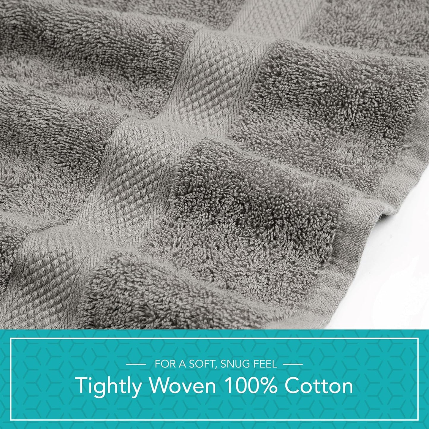 Pleasant Home Bath Towels Set of 6 (24” x 50”) 100% Cotton, 515 GSM | Soft & Absorbent Towels for Bathroom, Gym, Pool & Spa | Bulk Bath Towels 6 Pack - Gray