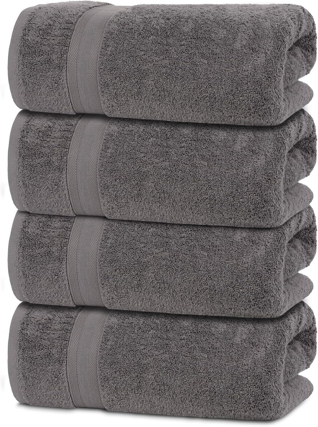 Quick-Dry, Soft & High Absorbent Bath Towels 27"x54" Cotton Turkish Bath Towel Set of 4 | Daily Use 100% Cotton Towels for Bathroom, Gym & More | Bathroom Towels Set (4 Pcs, White)
