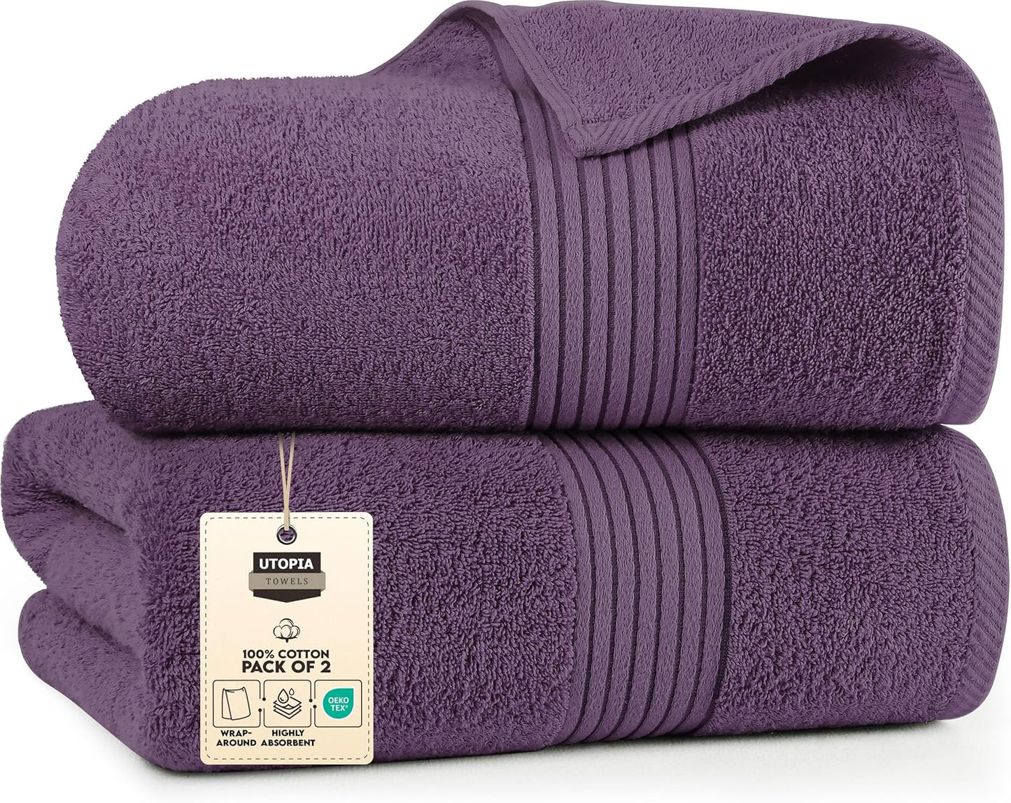 Utopia Towels Extra Large Bath Sheets 2 Pack, 35 by 70 Inches,100% Cotton Highly Absorbent & Quick Dry Bath Towel for Adults, Super Soft Towel, Grey