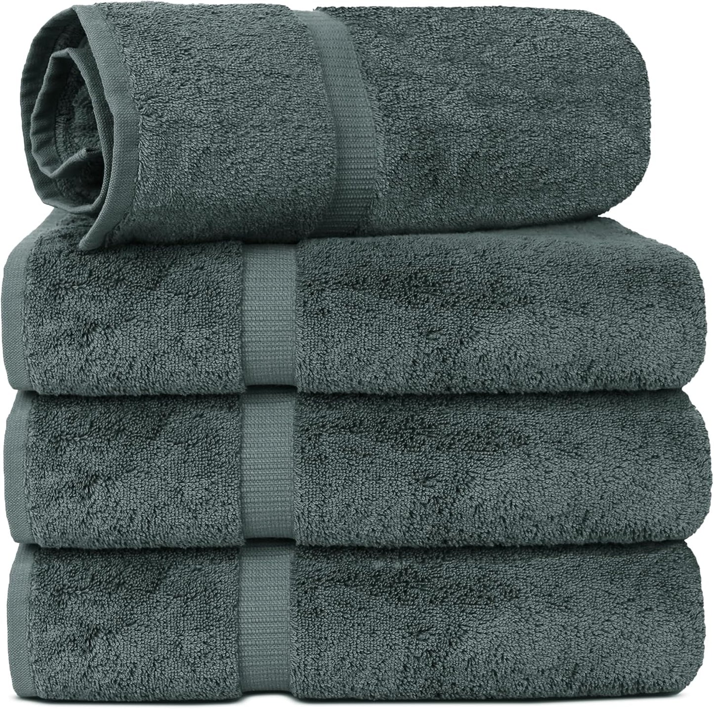 Chakir Turkish Linens | Hotel & Spa Quality 100% Cotton Premium Turkish Towels | Soft & Absorbent (4-Piece Bath Towels, Gray)