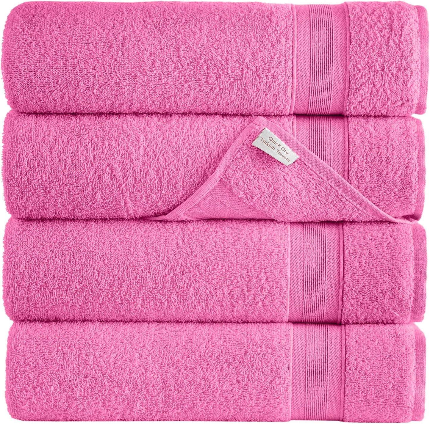 Quick-Dry, Soft & High Absorbent Bath Towels 27"x54" Cotton Turkish Bath Towel Set of 4 | Daily Use 100% Cotton Towels for Bathroom, Gym & More | Bathroom Towels Set (4 Pcs, White)