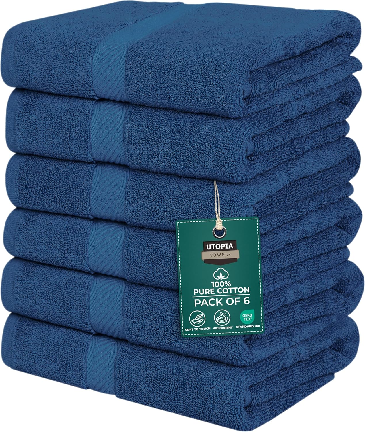 Utopia Towels 6 Pack Small Bath Towel Set, 22 by 44 Inches, 500 GSM 100% Ring Spun Cotton, Lightweight and Highly Absorbent Quick Drying Premium Towels for Hotel, Spa and Bathroom, White