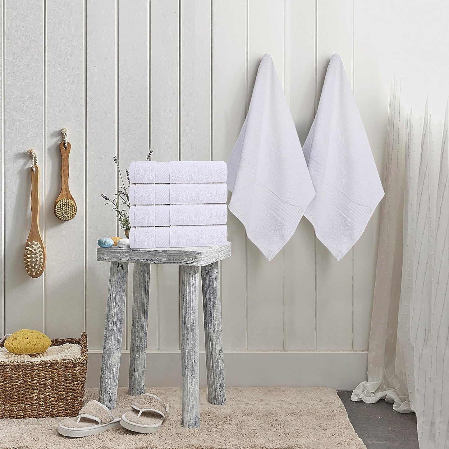 Utopia Towels 6 Pack Small Bath Towel Set, 22 by 44 Inches, 500 GSM 100% Ring Spun Cotton, Lightweight and Highly Absorbent Quick Drying Premium Towels for Hotel, Spa and Bathroom, White