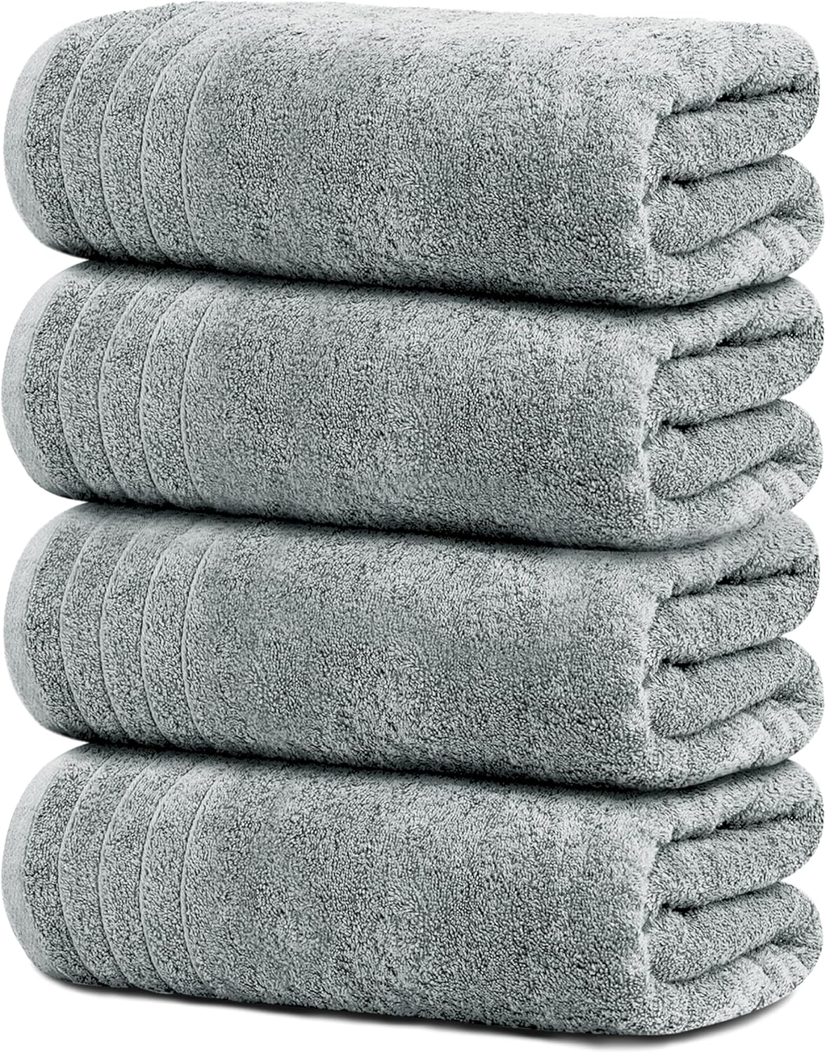 Tens Towels Pack of 4 Extra Large Bath Towels 30 x 60 Inches, 100% Cotton, Larger & Lighter Weight, Quicker to Dry, Super Soft and Absorbent, Perfect for Bathroom, Dark Grey