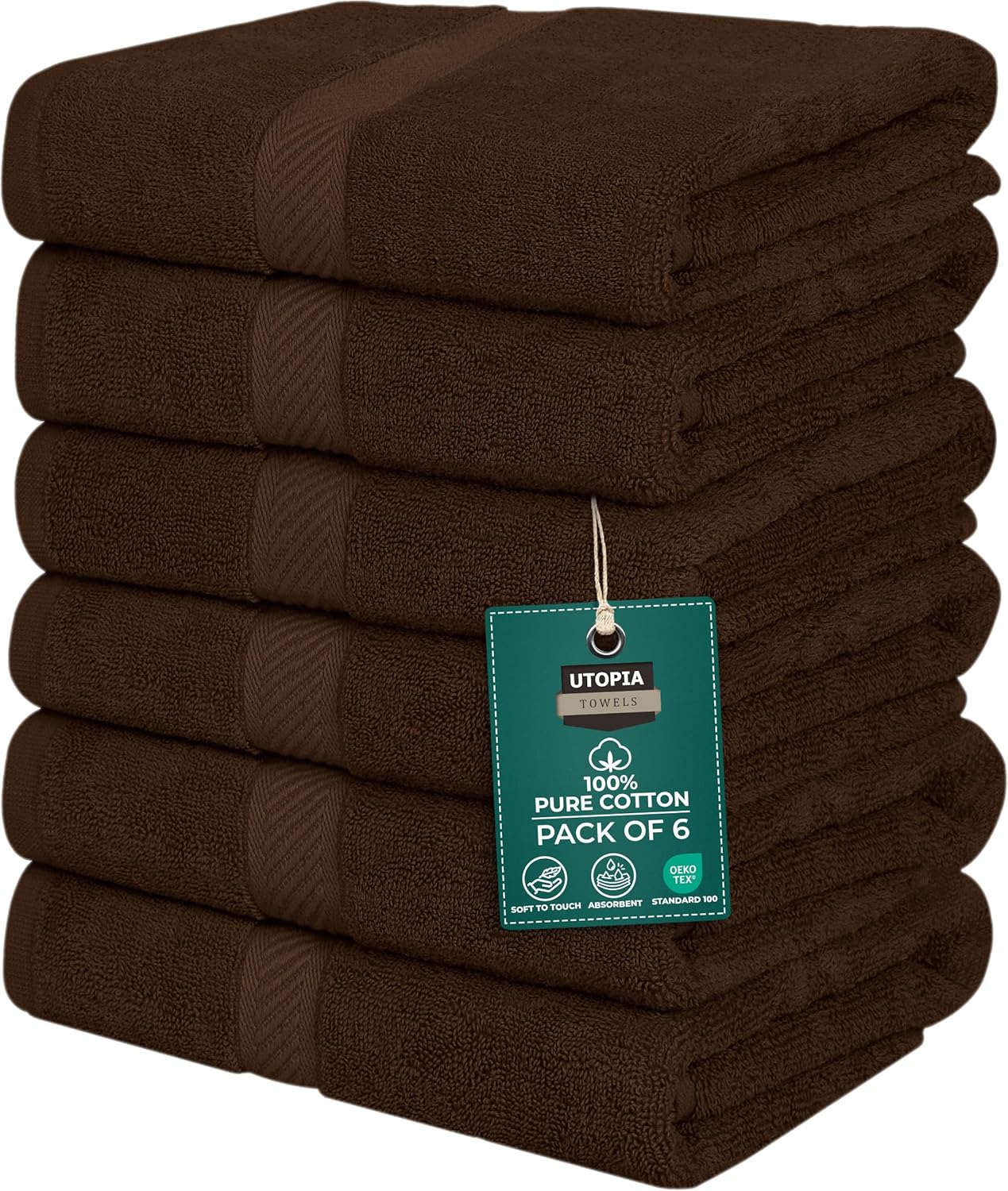 Utopia Towels 6 Pack Small Bath Towel Set, 22 by 44 Inches, 500 GSM 100% Ring Spun Cotton, Lightweight and Highly Absorbent Quick Drying Premium Towels for Hotel, Spa and Bathroom, White