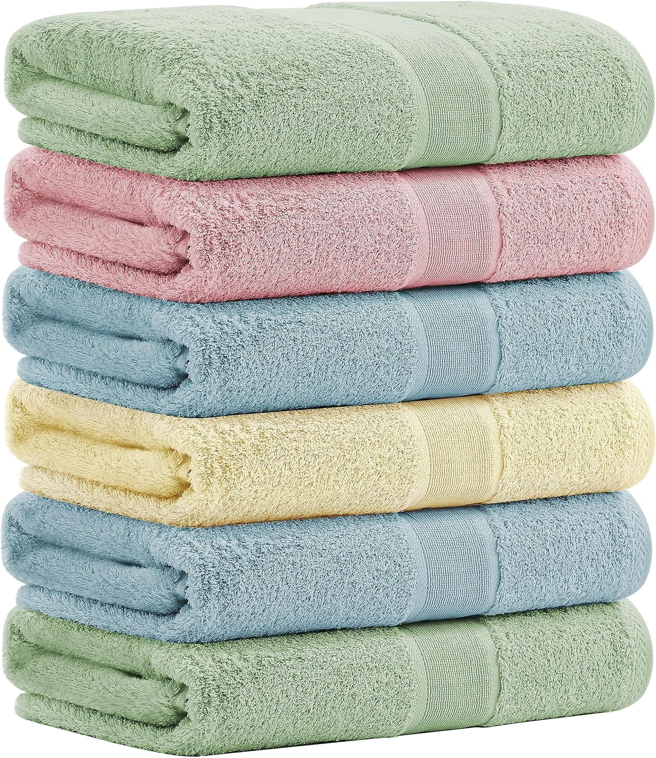 Aibaser Bath Towels, 27x54inch - Natural, Ultra Absorbent Towels for Bathroom, Travel, Gym, Shower and Spa (6 Piece Set)