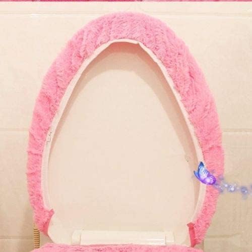 Cute Cartoon Pink 4 PCS Bathroom Set Toilet Cover WC Non Slip Bath Mat - Toilet Contour Rug Closestool Lid Cover, Seat Cushion,Tissue Box Set (Pink)