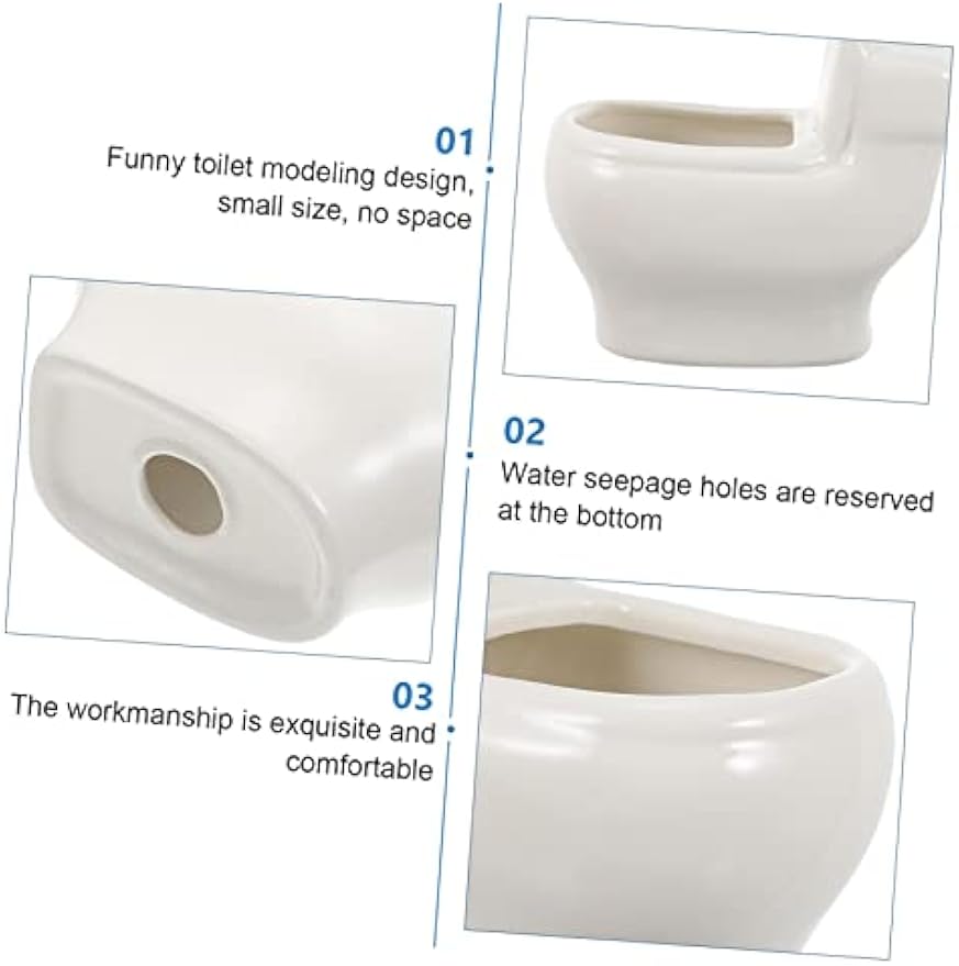 Funny Closestool Shaped Ceramic Planter Unique Desktop Flowerpot for Home Creative Balcony Flowerpot Present for Plant Lovers Practical and Pot for Plants