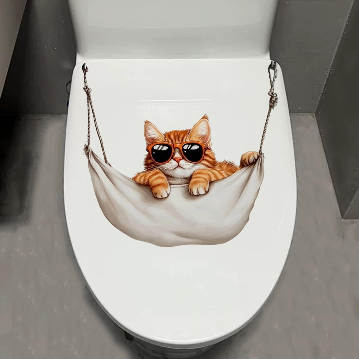 1pcs Cattle Toilet Lid Stickers, Toilet Tank Lid Decals Waterproof, Cartoon Cute Closestool Seat Decals, Bathroom Restroom Door Seat Decoration (Bathing Cattle)