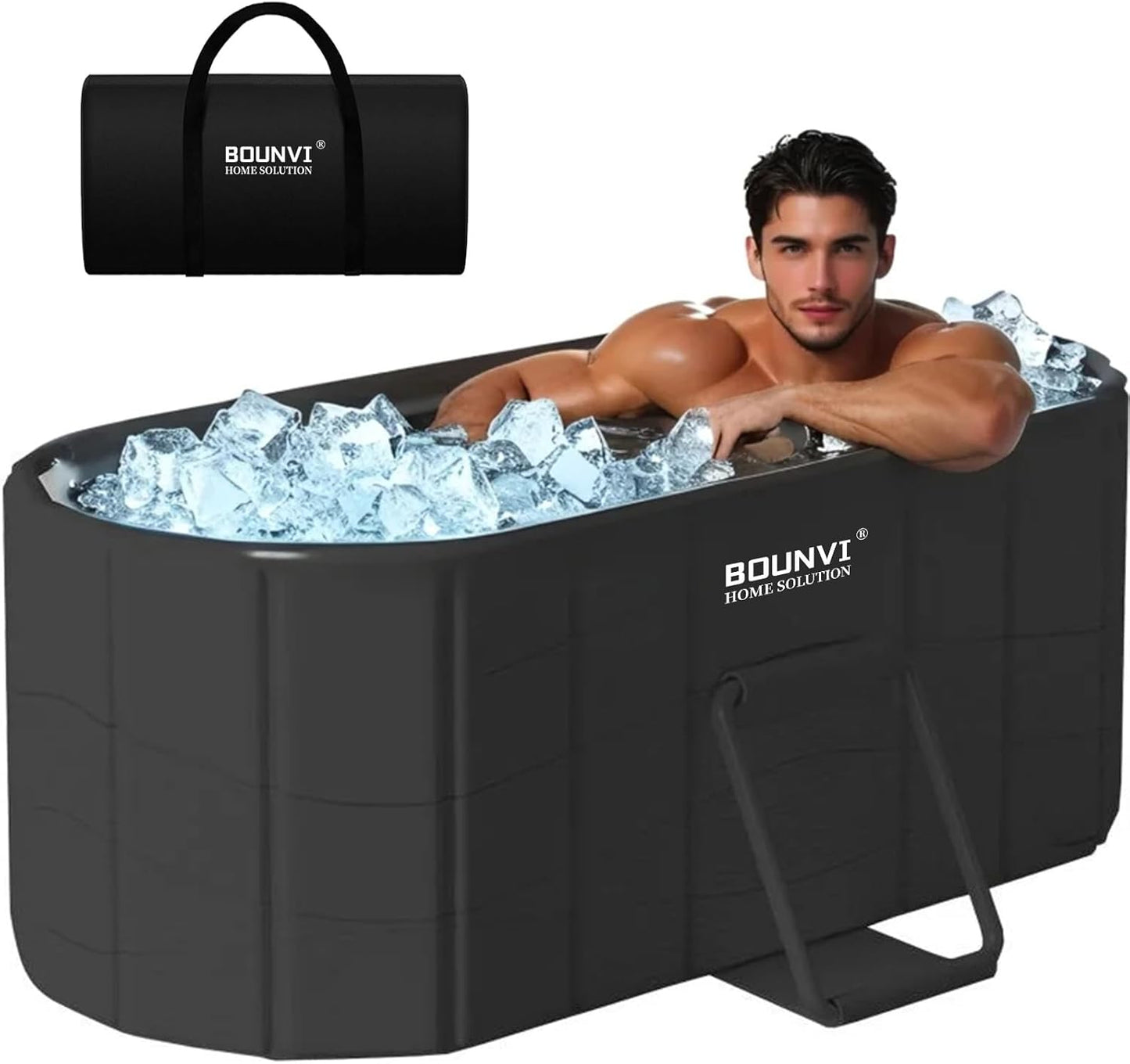 47''Portable insulated bathtub, Ice Bath Tub for Athletes, Inflation-free bathtub for shower, Ice Plunge Tub with Cover, Baths at Home & Outdoor