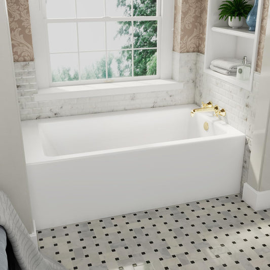 Prism 60 in. L x 32 in. W Acrylic Alcove Right-Hand Drain Bathtub, White