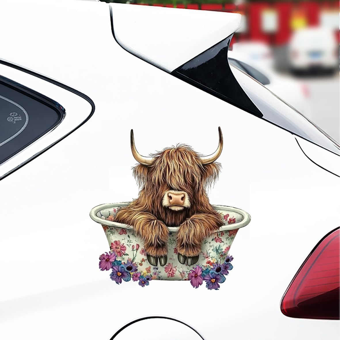 1pcs Cattle Toilet Lid Stickers, Toilet Tank Lid Decals Waterproof, Cartoon Cute Closestool Seat Decals, Bathroom Restroom Door Seat Decoration (Bathing Cattle)