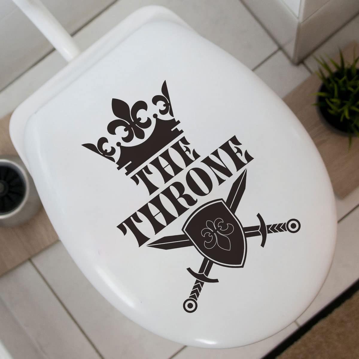 The Throne Humor Toilet Lid Stickers, Removable Waterproof Vinyl Toilet Seat Cover Decal, Funny Decor for Closestool Lavatory Bathroom Washroom Home Office