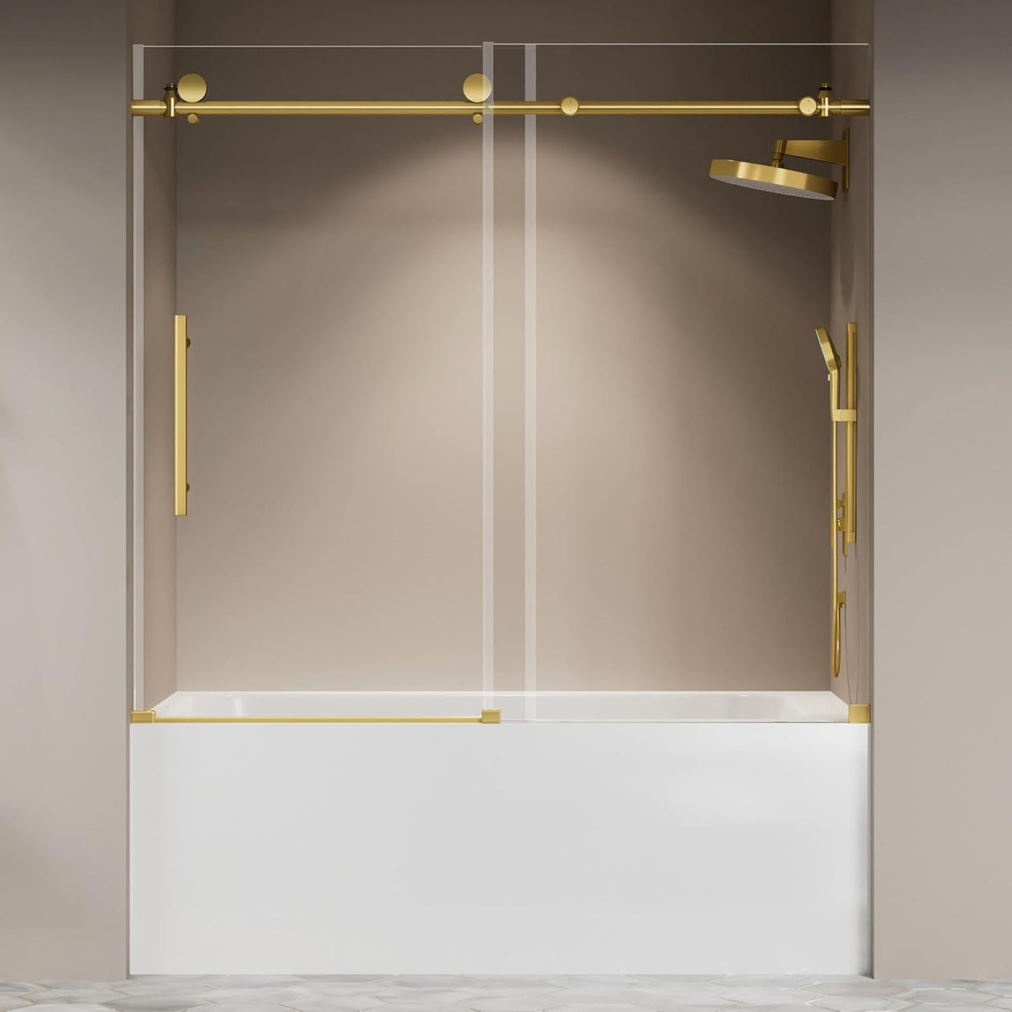 56"-60" W X 59" H Frameless Glass Sliding Tub Door,Soft-Close Bathroom Tub with 5/16"(8mm) Clear Tempered Glass,Explosion-Proof Film,Thick Bathtub Doors,Endurance,Modern Shower Door,Black