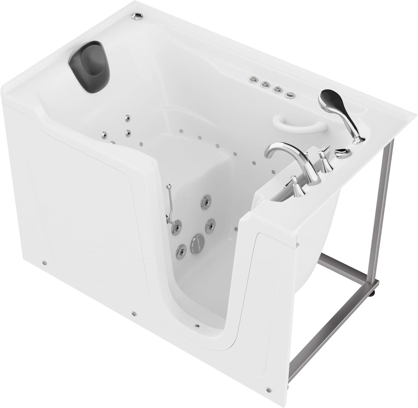 ANZZI Tubs Series Left Drain Quick Fill Walk-In Whirlpool and Air Tub with Powered Fast Drain in White Finish 32 in. x 60 in. | AMZ3260LWD