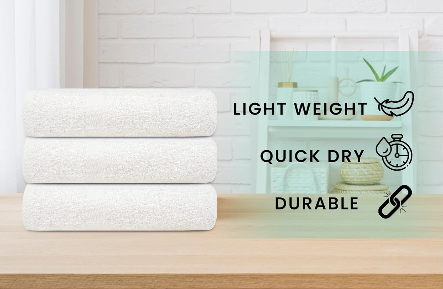 ZUPERIA White Bath Towels Bulk - 20 x 40 Inches, 100% Cotton Economy Light Weight Towels for Commercial Use - Quick Dry, Ultra-Soft, and Absorbent Bulk Towels (12, Bath Towel 20"x40")