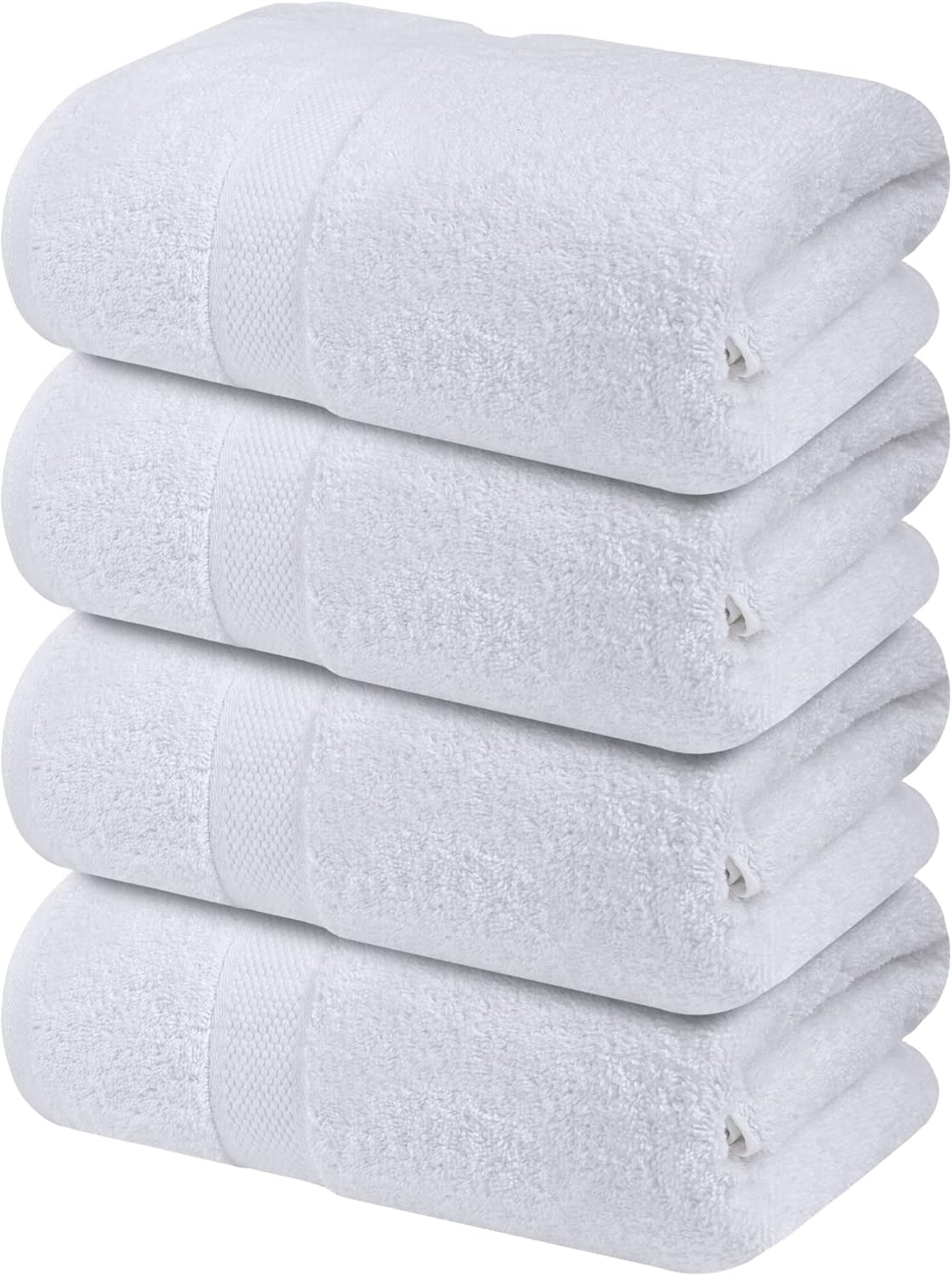 Infinitee Xclusives Premium White Bath Towels for Bathroom Set of 4 (27x54 Inches), 100% Soft Ring-Spun Cotton Bathroom Towels (Brilliant White, Bath Towels)