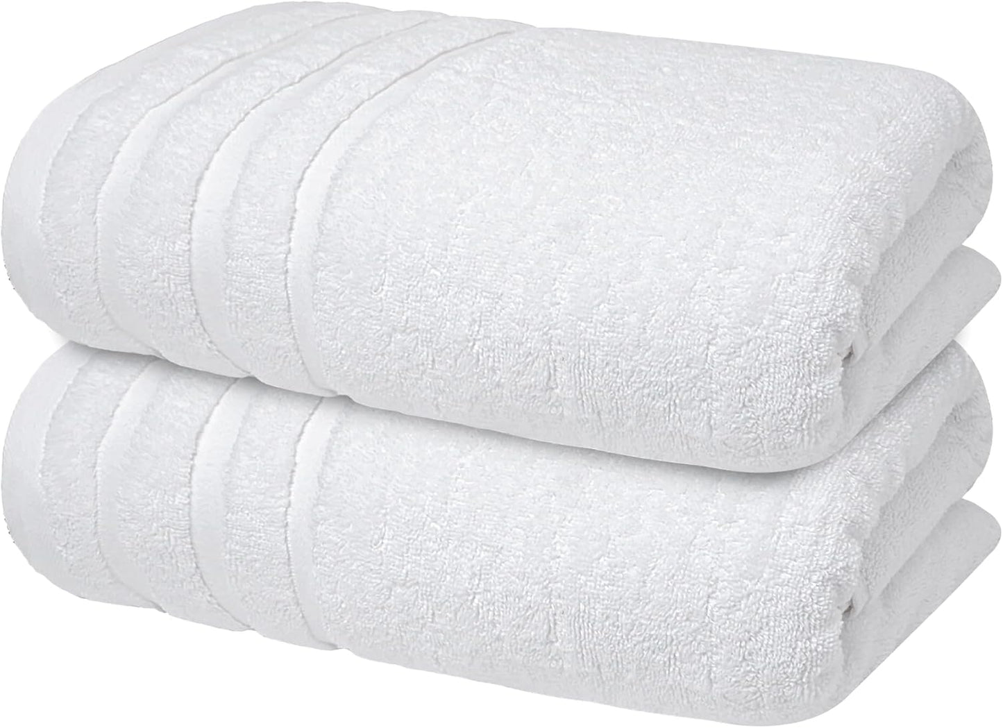 Infinitee Xclusives Premium White Bath Towels for Bathroom Set of 4 (27x54 Inches), 100% Soft Ring-Spun Cotton Bathroom Towels (Brilliant White, Bath Towels)