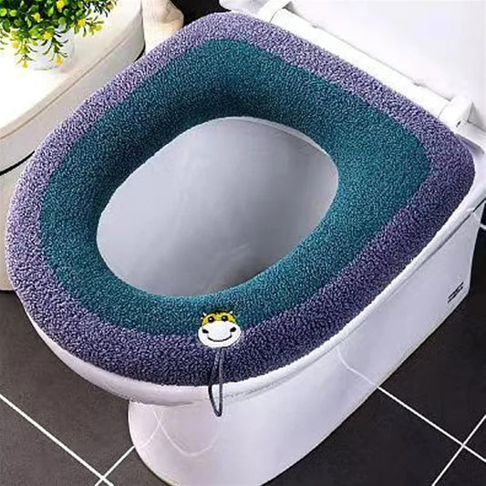 Toilet cushion,toilet seat cover set,Winter New Warm Toilet Seat Cover Mat Bathroom Toilet Pad Cushion With Handle Thicker Soft Washable Closestool Warm Accessories(Pink)