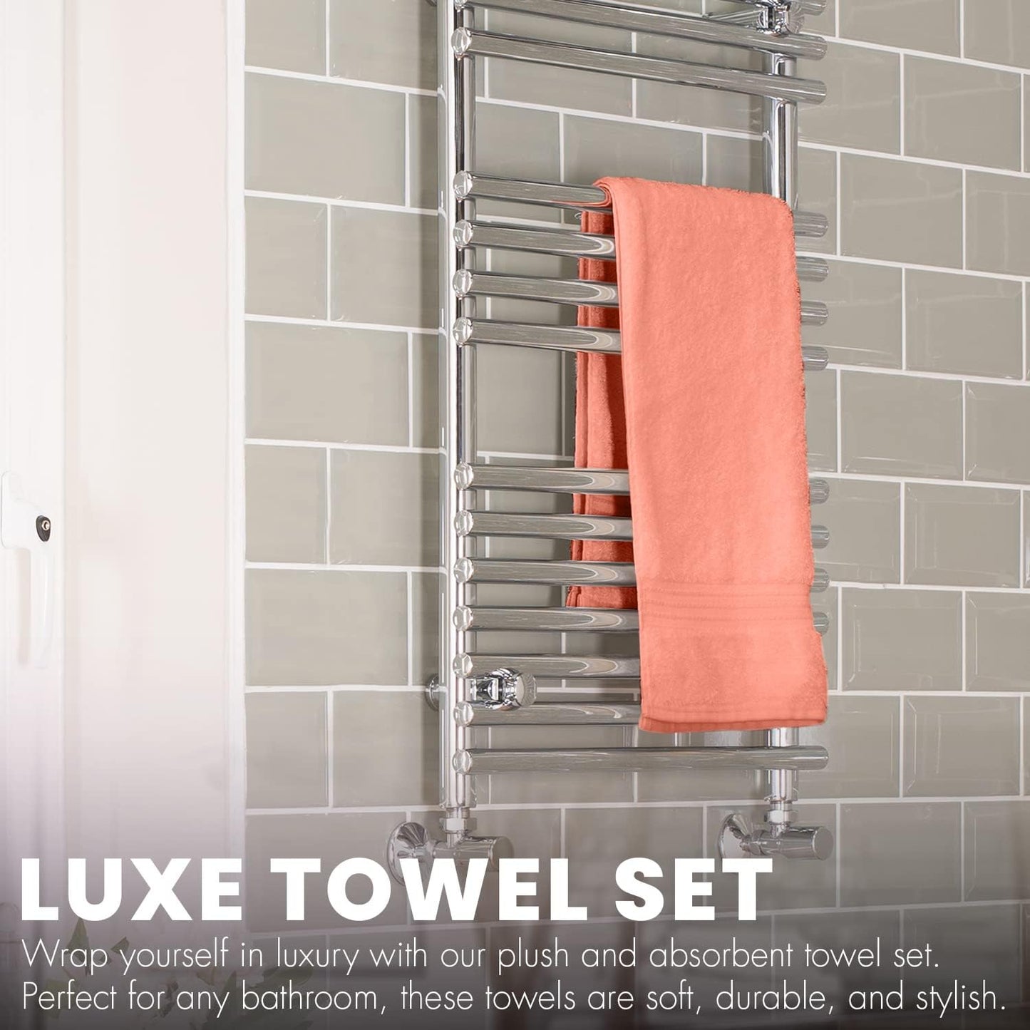 Pack of 6 Bath Towels Set 27 x 54 Inches, 100% Cotton, Larger & Lighter Weight, Quicker to Dry, Super Soft and Absorbent, Perfect for Bathroom (Multicolor, Pack of 6 (27''x54''))
