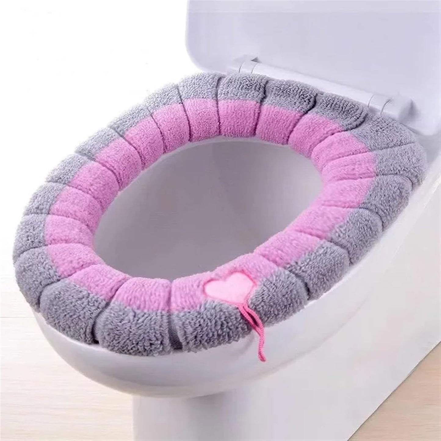 Toilet cushion,toilet seat cover set,Winter Warm Toilet Seat Cover Mat Bathroom Toilet Pad Cushion with Handle Thicker Soft Washable Closestool Warmer Accessories(Green grey)