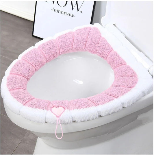 Toilet cushion,toilet seat cover set,Warm Comfy Toilet Seat Cover Bathroom Toilet Seat Closestool Washable Soft Warmer Mat Cover Pad Cushion(Pink)