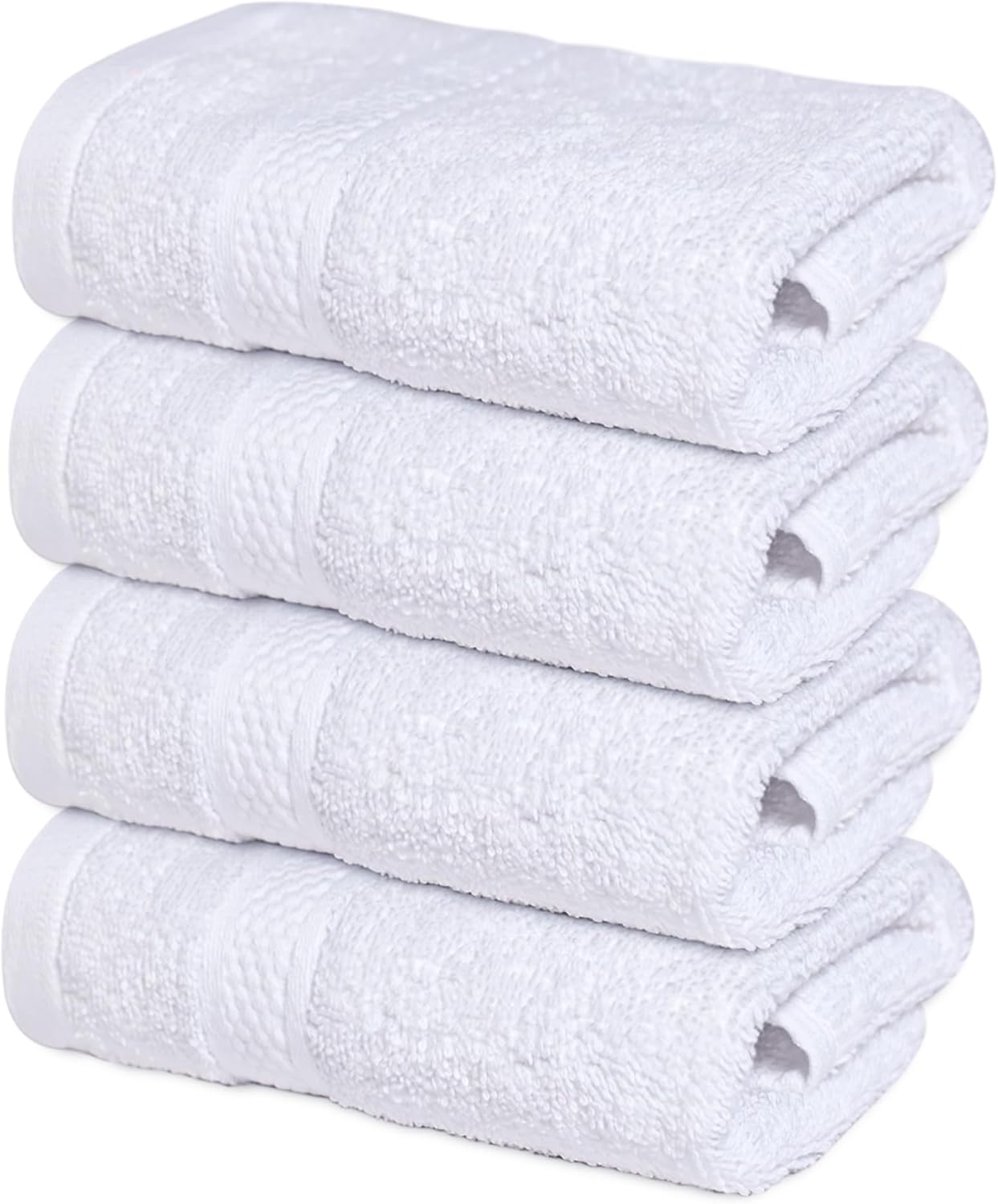 Infinitee Xclusives Premium White Bath Towels for Bathroom Set of 4 (27x54 Inches), 100% Soft Ring-Spun Cotton Bathroom Towels (Brilliant White, Bath Towels)
