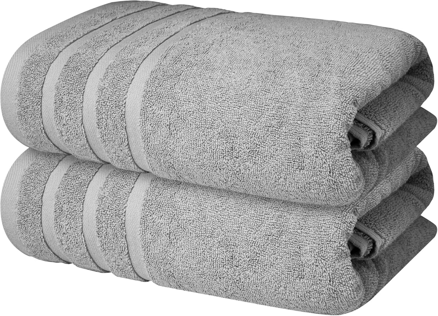 Infinitee Xclusives Premium White Bath Towels for Bathroom Set of 4 (27x54 Inches), 100% Soft Ring-Spun Cotton Bathroom Towels (Brilliant White, Bath Towels)