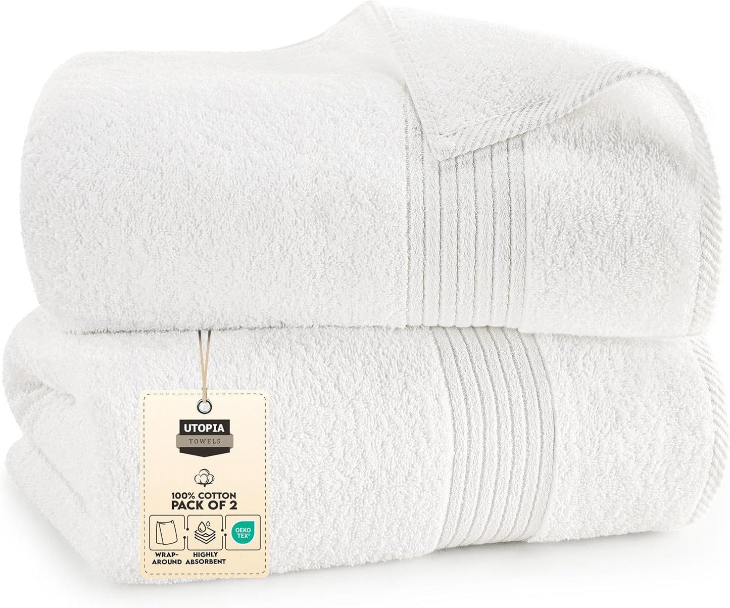 Utopia Towels Extra Large Bath Sheets 2 Pack, 35 by 70 Inches,100% Cotton Highly Absorbent & Quick Dry Bath Towel for Adults, Super Soft Towel, Grey