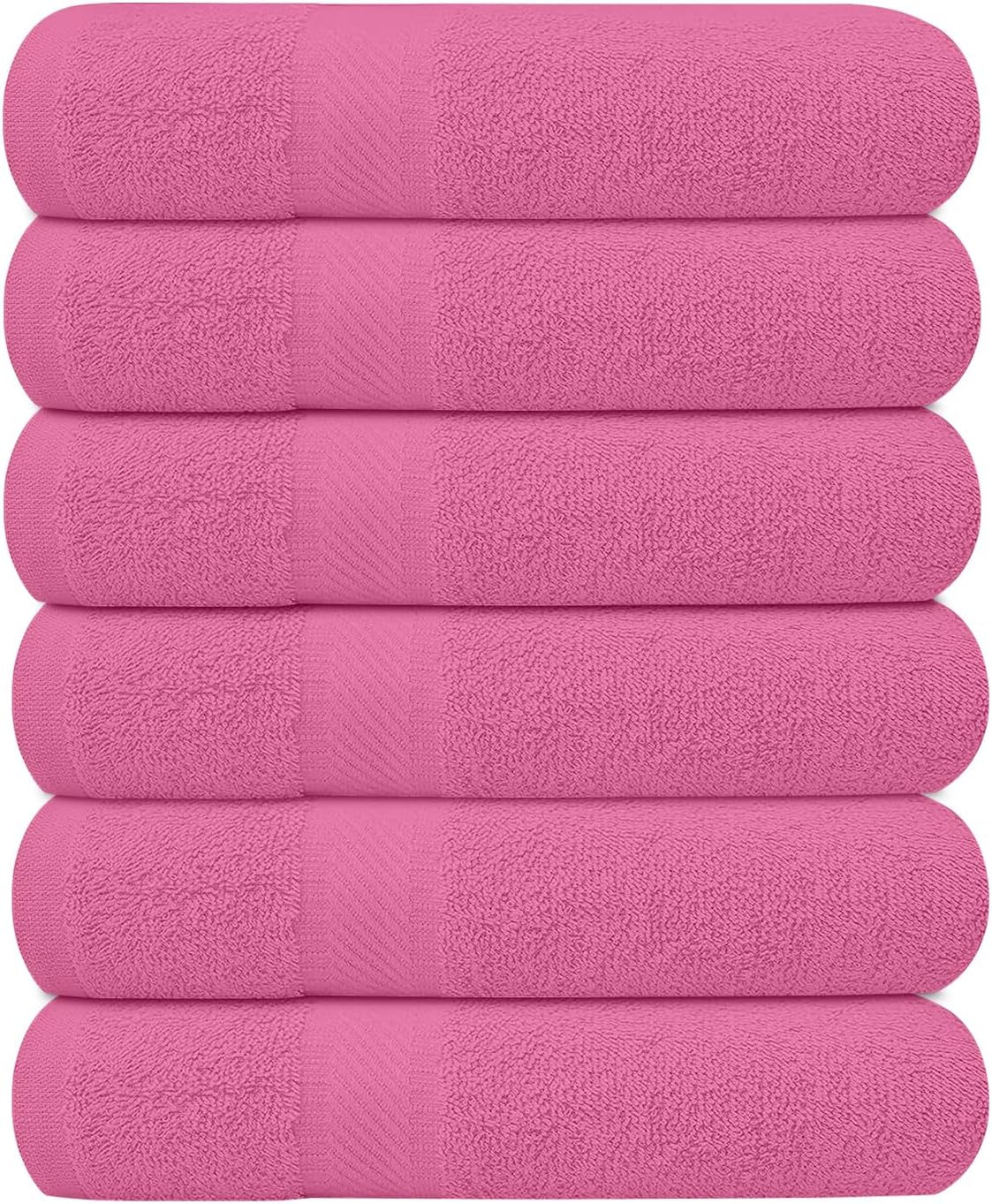 Pack of 6 Bath Towels Set 27 x 54 Inches, 100% Cotton, Larger & Lighter Weight, Quicker to Dry, Super Soft and Absorbent, Perfect for Bathroom (Multicolor, Pack of 6 (27''x54''))