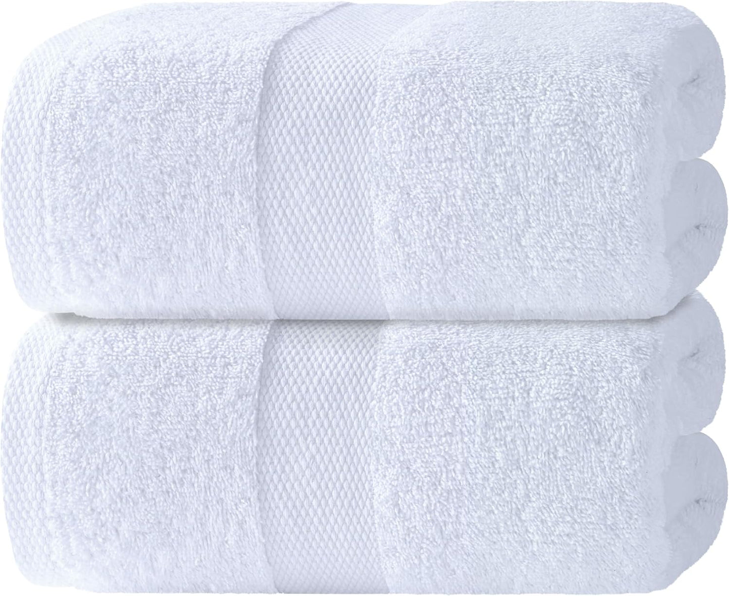 Wealuxe White Bath Towels Set of 4 — 27 x 54 Inch, 100% Ring Spun Cotton 650GSM, Extra Absorbent, Soft White Towels for Bathroom, Shower, Hotel, Spa