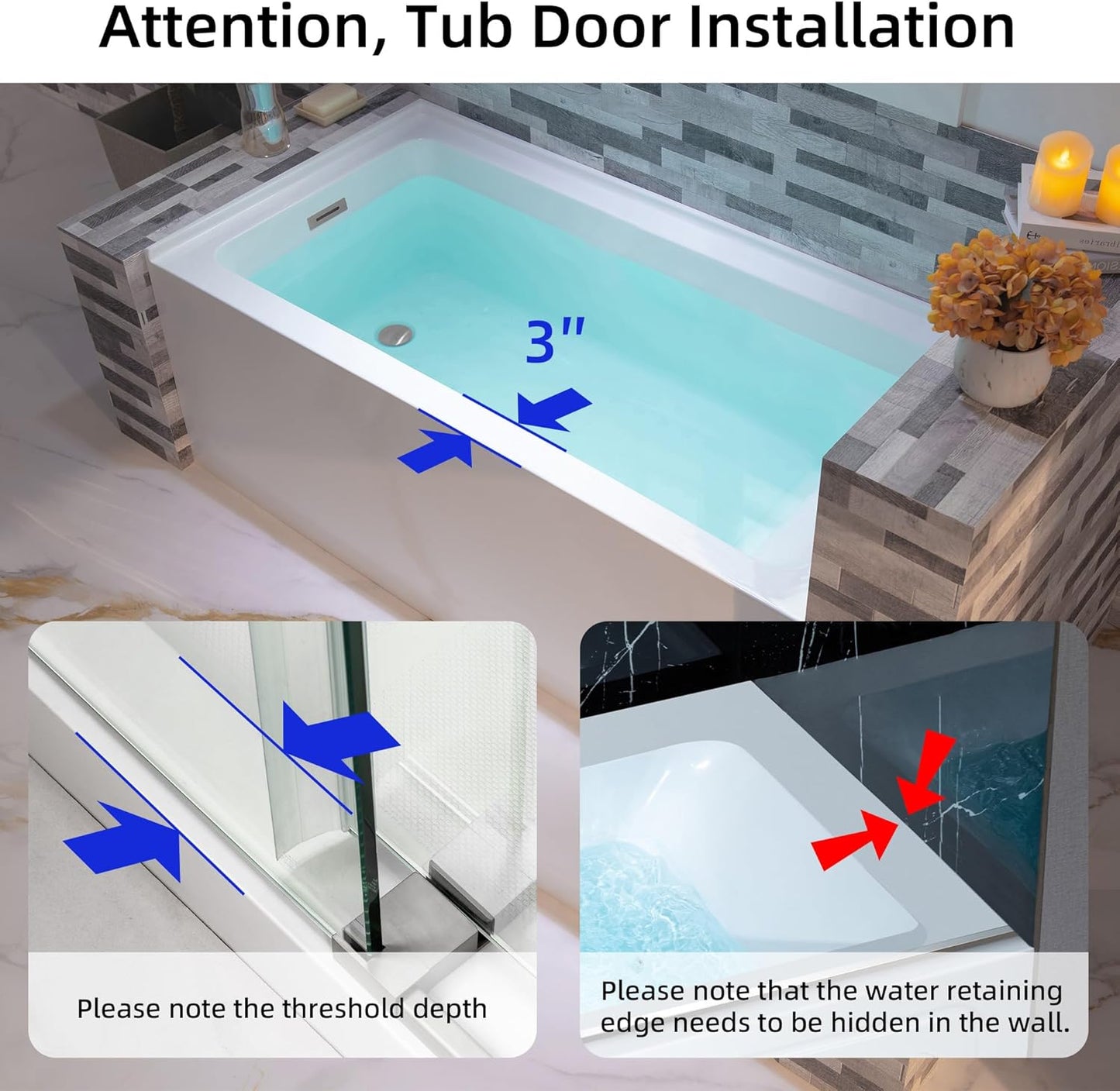 WOODBRIDGE 60" Acrylic Rectangular Alcove Soaking Bathtub in White with Left Drain, Chrome pop-up Drain Included, LB428-L