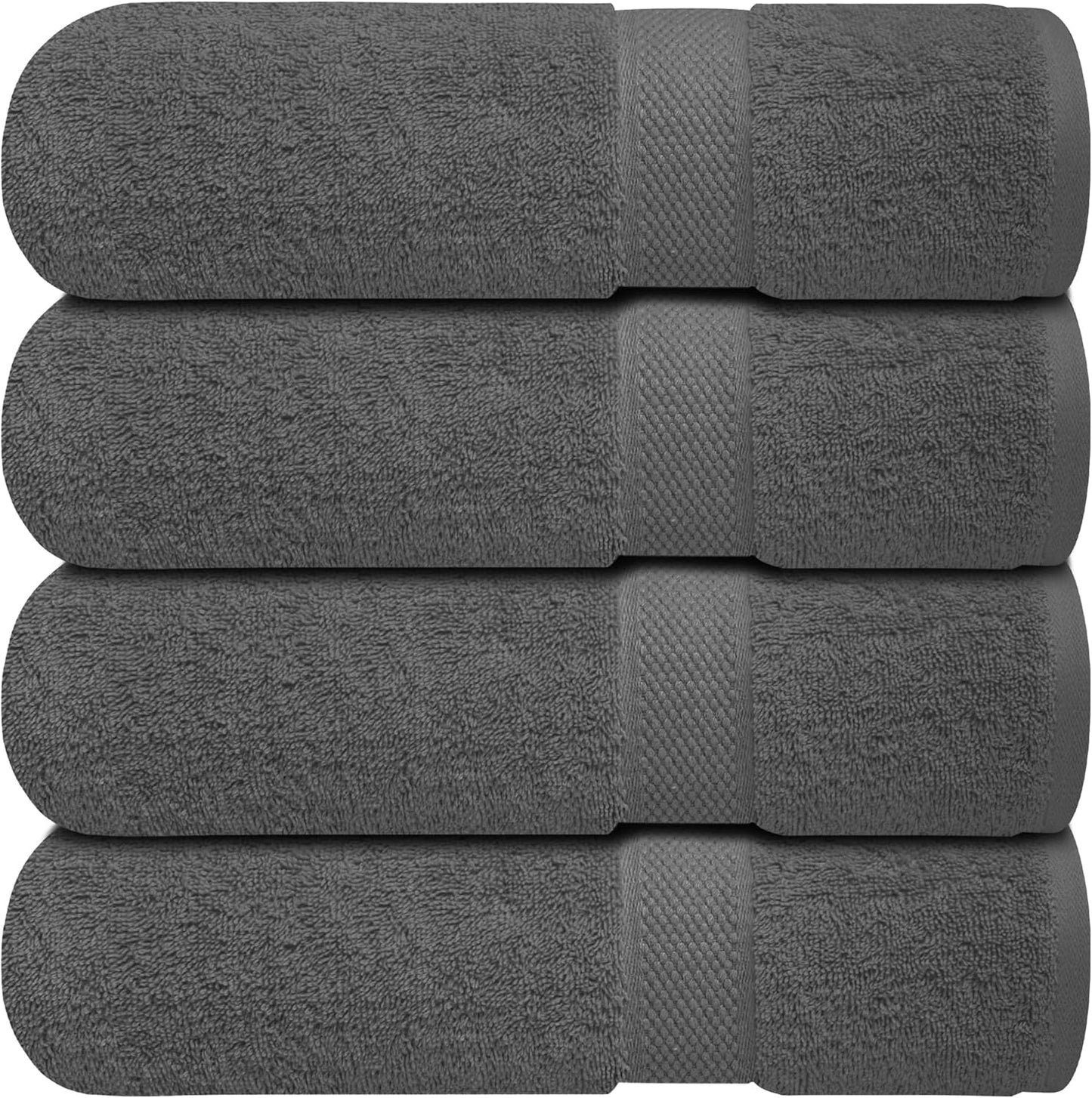 Infinitee Xclusives Premium White Bath Towels for Bathroom Set of 4 (27x54 Inches), 100% Soft Ring-Spun Cotton Bathroom Towels (Brilliant White, Bath Towels)